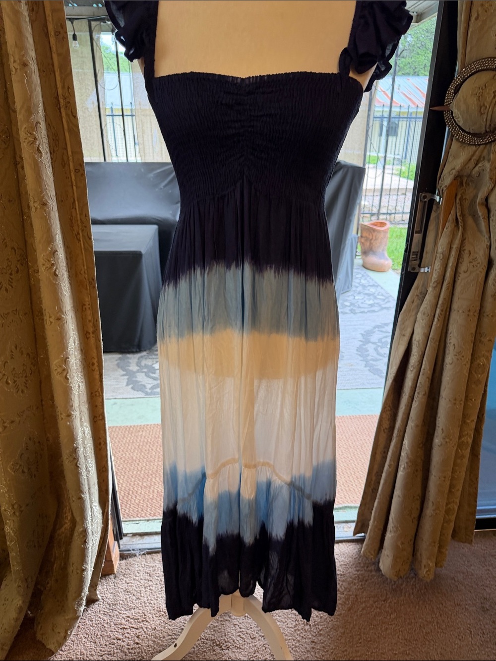 Raviya Navy and Cream Tie-Dye Maxi Dress